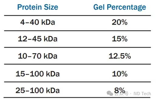 分离胶浓度的选择